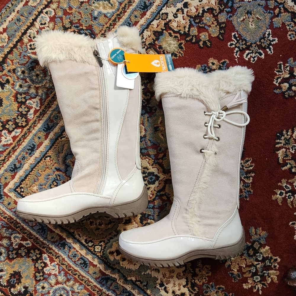 Sporto Side Winder White Winter Boots